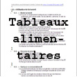Bouton du document tableaux alimentaires